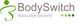 BodySwitch logo met slogan "Natuurlijk Gezond" en vier groene stippen in verloop tonen.