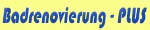 Text in blauer Schrift auf gelbem Hintergrund: "Badrenovierung - PLUS".