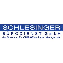 Logo von Schlesinger Bürodienst GmbH mit dem Slogan: "Der Spezialist für OPM Office Paper Management".