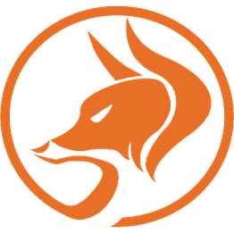 Orangefarbenes Wolf-Logo in einem Kreis auf weißem Hintergrund.