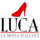 Logo "LUCA La Moda Italiana" con scarpa rossa.
