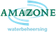 Logo van Amazone Waterbeheersing met blauwe cirkels en groene tekst.