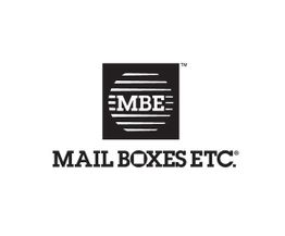 Logo von Mail Boxes Etc. mit den Buchstaben MBE in einem schwarzen Kasten auf weißem Hintergrund.