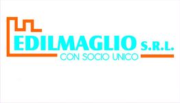 Logo di Edilmaglio S.R.L. con testo "Con Socio Unico" in blu e arancione su fondo bianco.