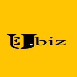 "EJbiz" logo in black on a bright yellow background.