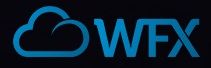 Blue cloud icon next to "WFX" text on a dark background.