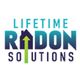 Logo reading "Lifetime Radon Solutions" with a house and arrow design.