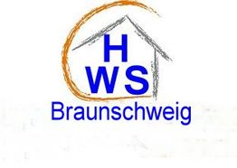Logo mit Haus-Symbol, blauen Buchstaben "HWS" und Text "Braunschweig", umrahmt von orange.
