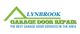 Lynbrook Garage Door Repair logo with service slogan in green and blue text.