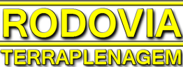 Texto amarelo: "Rodovia Terraplenagem" sobre fundo preto.