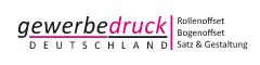 Logo von Gewerbedruck Deutschland, Text: Rollenoffset, Bogenoffset, Satz & Gestaltung.