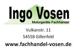"Logo von Ingo Vosen, Motorgeräte Fachhandel, mit Adresse und Website in Gillenfeld."