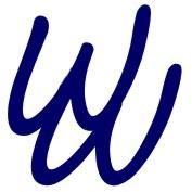 Blaues, geschwungenes "W" auf weißem Hintergrund.