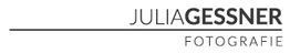 Logo mit Text: "Julia Gessner Fotografie", schwarzer Text auf weißem Hintergrund.