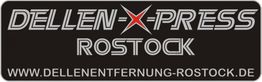 Logo von Dellen-X-Press Rostock mit Website www.dellenentfernung-rostock.de.