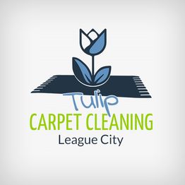 Logo for Tulip Carpet Cleaning in League City with a tulip on a rug.
