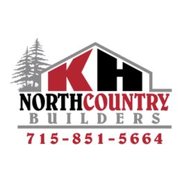 Logo of North Country Builders with phone number 715-851-5664 and house graphic.