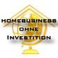 Text "Homebusiness ohne Investition" vor gelbem Globus-Hintergrund mit Hausumriss.