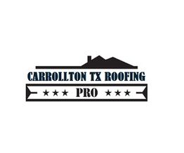 Logo for Carrollton TX Roofing Pro with house silhouette and stars below.