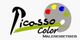Logo mit Schriftzug "Picasso Color Malereibetrieb" und einer Farbpalette.