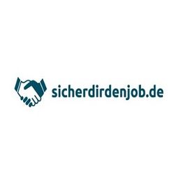 Logo mit zwei Händeschütteln, Text: "sicherdirdenjob.de".