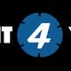 Logo con testo "Rent 4 You" su sfondo nero, con "4" in cerchio blu.