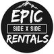 Black circle logo with "Epic Side x Side Rentals" in white text and mountain graphic above.