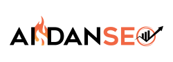 Logo with a flame icon next to the text "SEO" in orange.