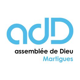 Logo de l'assemblée de Dieu Martigues avec initiales "add" en bleu.