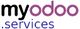 Logo mit Text "myodoo .services" in Schwarz und Lila auf weißem Hintergrund.