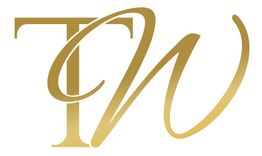 Logo com as letras "T" e "W" em dourado sobre fundo branco.