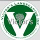 Logo of Victor's Landscaping Inc., featuring a large "V" with a tree inside a green circle.