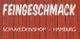 Rot bemalte Holzwand mit der Aufschrift "Feingeschmack Schwedenshop - Hamburg".