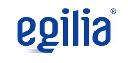 Logo mit dem Schriftzug "egilia" in blauer Schrift auf weißem Hintergrund.