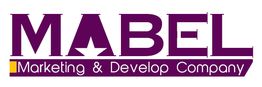 Logo di MABEL in viola, con scritta "Marketing & Develop Company" in bianco su sfondo viola.