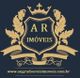 Emblema com folhas e coroa, texto "AR Imóveis" e site "www.angradosreisimoveis.com.br".