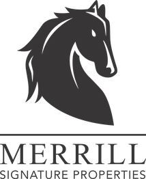 Horse silhouette with text: "Merrill Signature Properties" below.