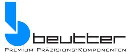 Logo von Beutter mit blauem Symbol und Schriftzug: Premium Präzisions-Komponenten.