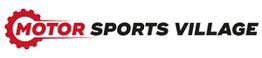 Logo with text: "Motor Sports Village" in bold black and red letters, gear icon on the left.