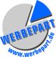 Logo mit grauem Kreis, blauem Segment und Text "WERBEPART, www.werbepart.de" in Blau.