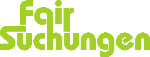 Grüner Schriftzug "FairSuchungen" auf weißem Hintergrund.
