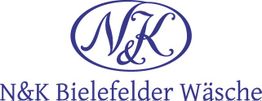 Logo von N&K Bielefelder Wäsche mit ovalem Rahmen und verschnörkelten Initialen "N&K".
