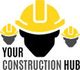 Yellow hard hats with "Your Construction Hub" text below.