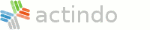 Logo mit fünffarbigen Balken links und dem grauen Schriftzug "actindo".