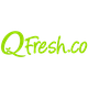 Logotipo verde de QFresh.co en fondo transparente.