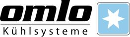 Logo mit Text "omlo Kühlsysteme" und blauem Quadrat mit weißem Stern auf der rechten Seite.