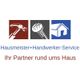 Hammer, Nagel und Haus-Icons mit Text: "Hausmeister+Handwerker-Service - Ihr Partner rund ums Haus".