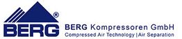 Blaues BERG-Logo mit Text "BERG Kompressoren GmbH, Compressed Air Technology | Air Separation".