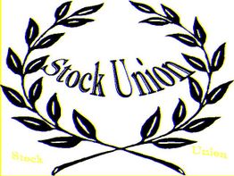 Texto "Stock Union" rodeado de dos ramas de laurel negras cruzadas.