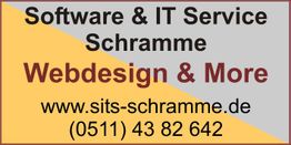 Visitenkarte mit Slogan "Webdesign & More" und Kontaktdaten von Software & IT Service Schramme.